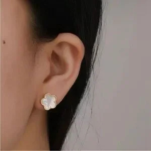 Gold Plated Stainless Steel Flower Stud Earrings